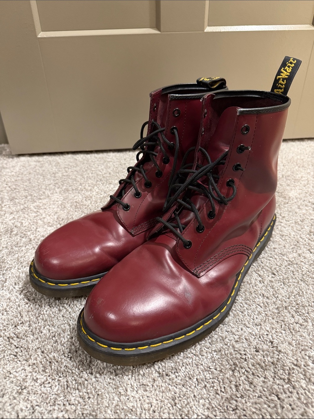 Dr. Martens Cherry Red 8-Eye Leather Combat Boots